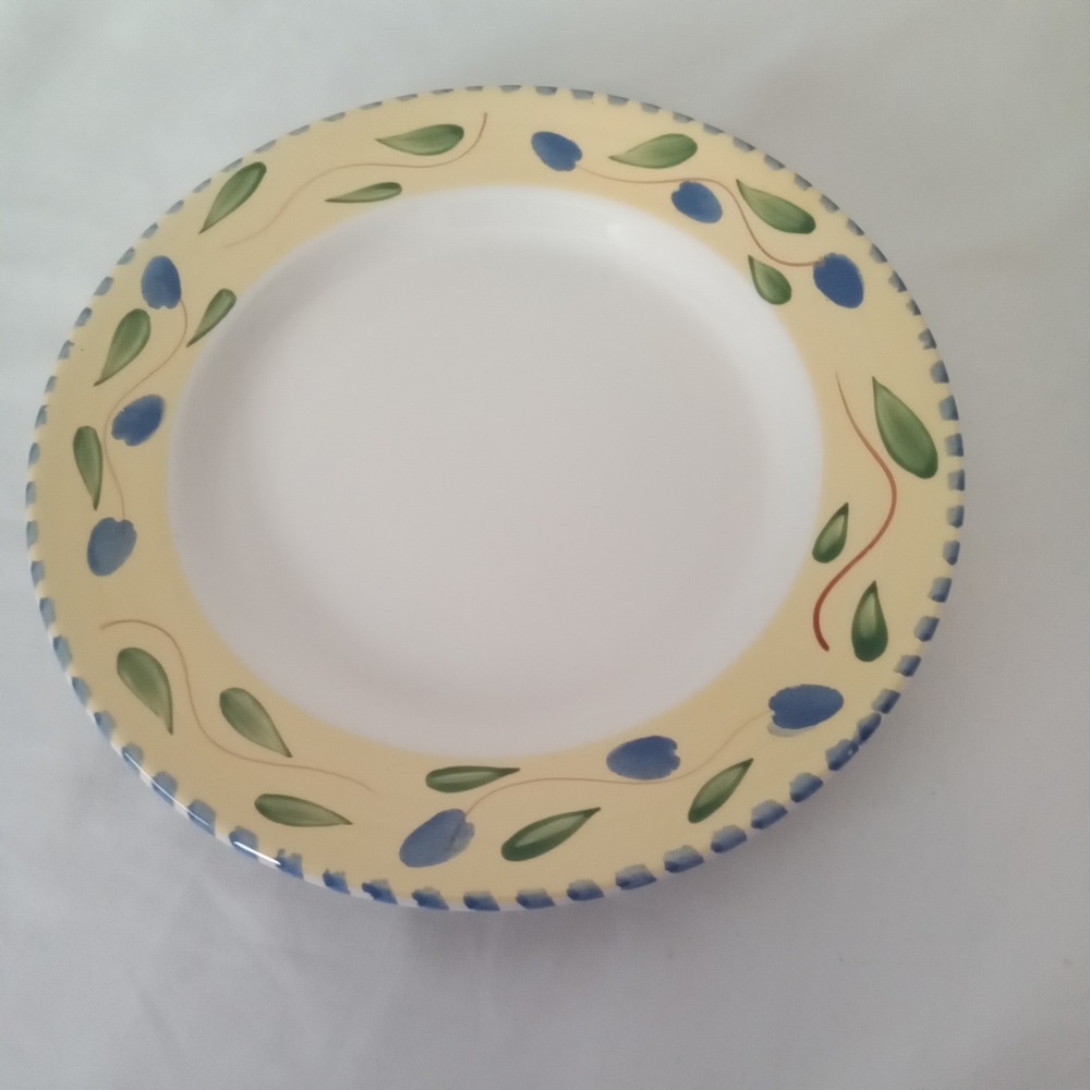 Pier 1 Palermo Dinner Plate Handpainted Earthenware Italy Blue Olive Yellow